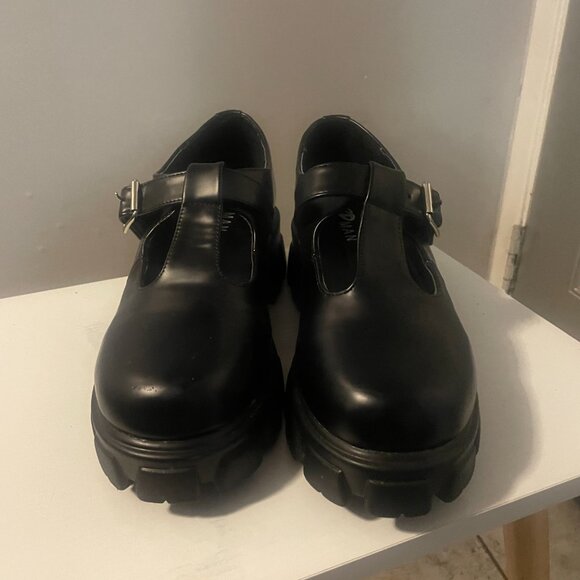 Fashion Black Vegan Leather Platform Mary Jane Shoes - Men Size 7 (Woman's 9) - Picture 2 of 5